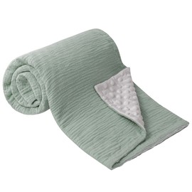 Bearmoss Baby Blanket, Cotton Baby Blankets, Newborns, Soft Crawling Blanket for Children, Muslin Sleeping Blankets for Toddlers, Girls, Boys, 70 x 100 cm (Green)