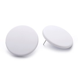 Winssigma Button Earrings, Large Round Acrylic Stud Earrings for Women(White)