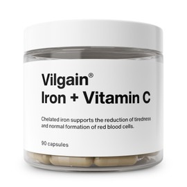 Vilgain ® Iron + Vitamin C | Synergistic Combination for Immune System | Energy & Fatigue Control | Bioavailable Iron | 100% Daily Dose Vegan | No Unwanted Additives | 90 Capsules