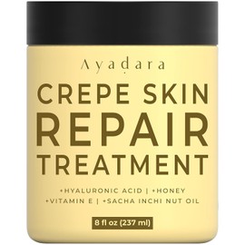 Ayadara Crepey Tratamiento reparador de la piel para brazos y piernas, crema reafirmante de ácido hialurónico para el cuello, crema antiarrugas para la cara, 8 onzas líquidas (237 ml)