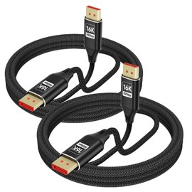 SROMGEE DisplayPort Cable 2.1, 3.3FT DP 2.1 Cable,16K@60Hz, 8K@120Hz, 4K@240Hz 165Hz 144Hz Braided Support 80Gbps, HDR10, HDCP, DSC 1.2a Compatible FreeSync G-Sync Gaming Monitor/PC/TV (2 Pack)