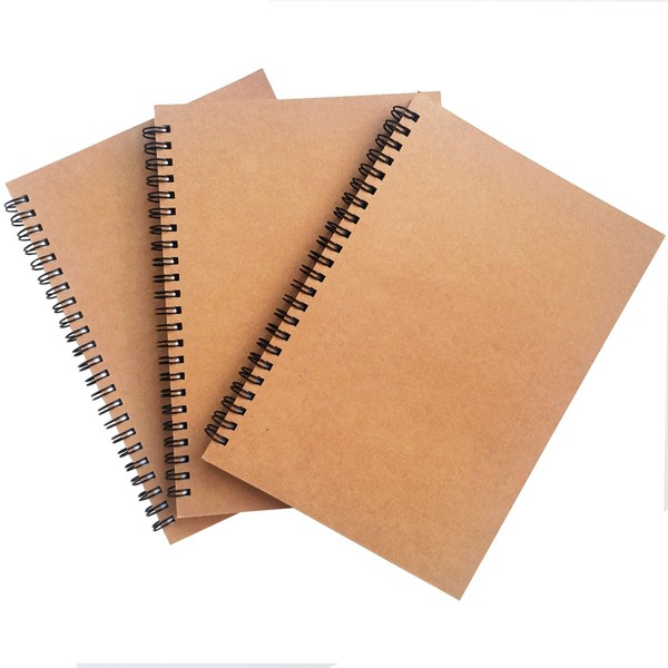 Spiral Notebook，3 Pack Spiral Journal Notebook, Pure White Blank Paper,