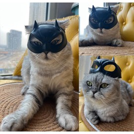 Cat Bat Mask Cat Cosplay Hat Latex Soft and Fit Adjustable Size Suitable for Cats Under 12kg
