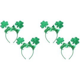 FRCOLOR 2sets Patrick's Day Shamrock Headband Leprechaun Hat Headpiece Sequin Hair Accessory for Party Costumes 2pcs*2