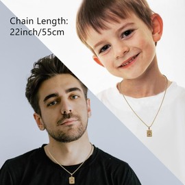 SKQIR initial Letter Necklaces for Men,14K Gold Plated L Square Pandent Letter Necklace for Women,Cross Necklace with Letter chain Pendant for Boys