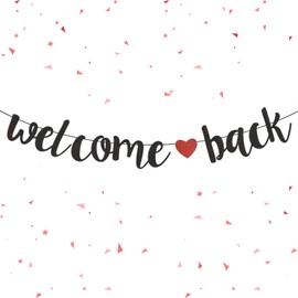 Welcome Back Banner,Black Red Glitter Pennant Flag Bunting Welcome Back Decorations for First Day of School Party Military Army Homecoming Party Supplies