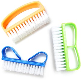 Luxxii (3 Pack) Color Handle Grip Nail Brush - Fingernail Scrub Cleaning Brushes Nail Hand Scrubbing Cleaning Brush. Color may vary.