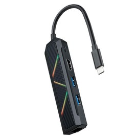 VoltShine USB-C HUB 2xUSB-A, USB-C, HDMI, RJ45 for charging and connecting to displays and networks, ideal for extending connectivity in devices.