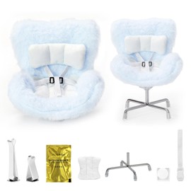 Car Seat for Dolls (10-17cm), Cute Doll Accessory with Soft Furry Cushion, Air Vent Clip & Desktop Stand, Display Sofa for Blind Box Fans & Collectors, Functional Car Ornament (Blue)