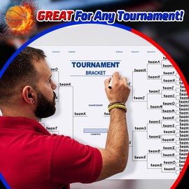 Pasimy Tournament Bracket Poster Set Includes 24 x 36 Inch Reusable Dry Erase Bracket Poster with Marker Pen Cloth Eraser for School Classroom Office Home Student Teacher Gift Favors (64 Team)