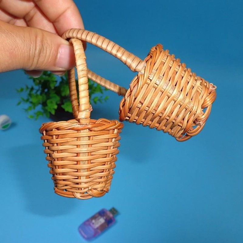 6 Pcs Small Rattan Baskets Craft Woven Baskets Mini Basket
