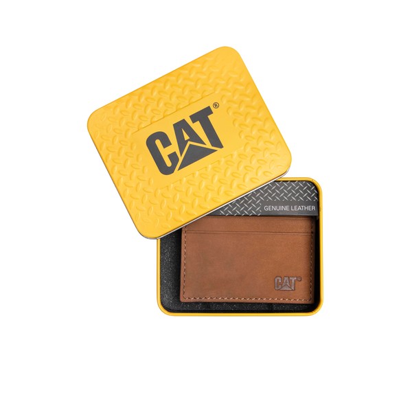 Caterpillar Men's Card Holder with Emboss Logo, Tan, Tan, Card