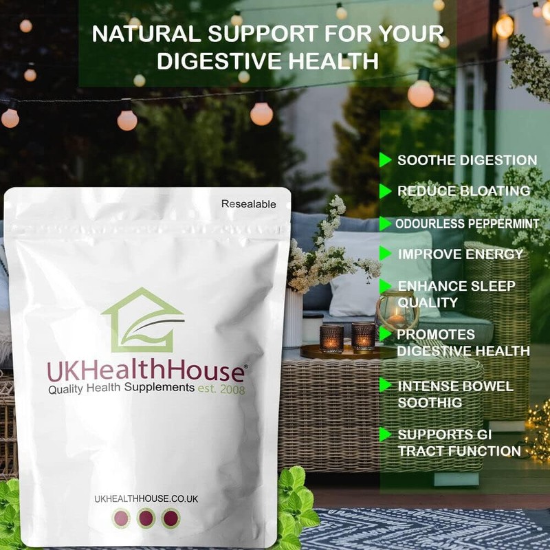 UKHealthHouse Peppermint 150mg Tablets | Digestion Support Vegans High Strength