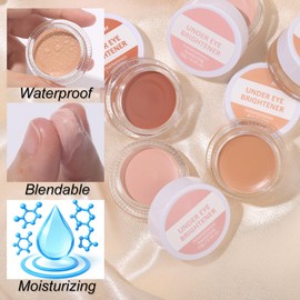 Under Eye Concealer Makeup Brightener, Blendable Cream Concealing Dark Circles Redness, Color Corrector Buildable Long Lasting Coverage 01+02 Light Rose+Warm Nude