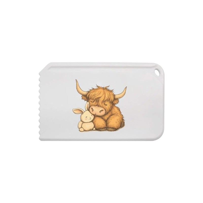 Azeeda 'Sleeping Highland Cow Cuddling with Bunny Toy' Plastic Ice