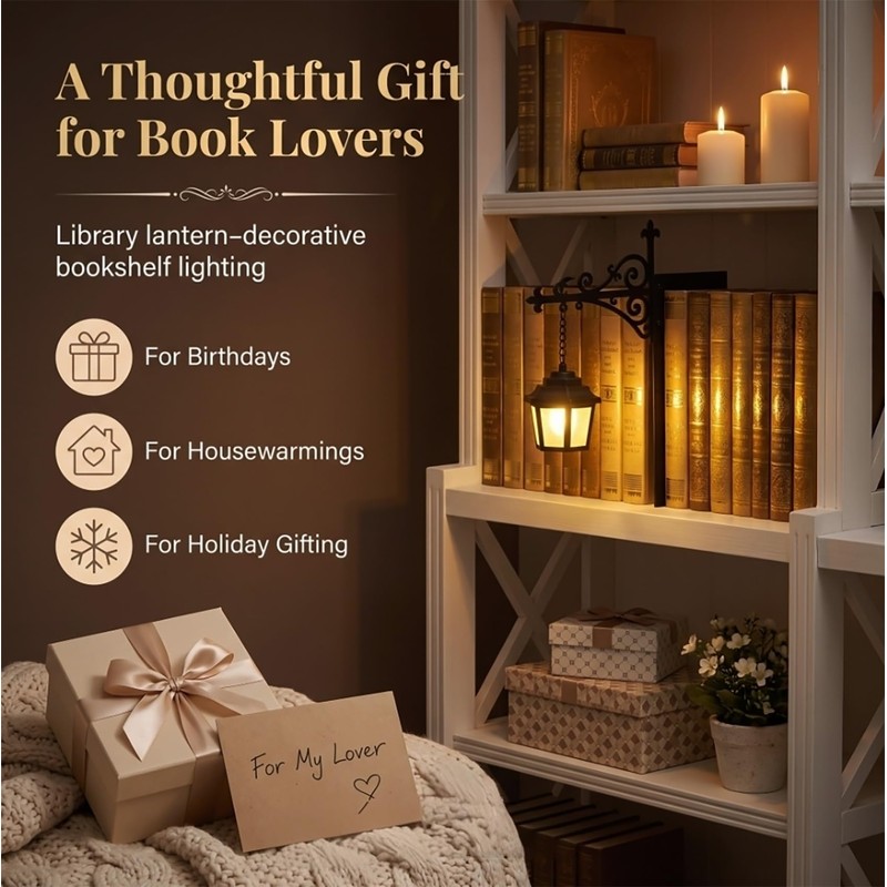 Liecho 2Pcs Library Lantern-Decorative Bookshelf Lighting