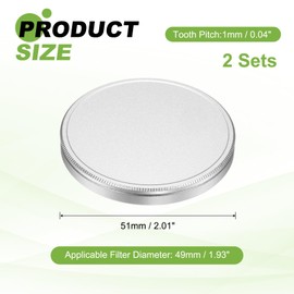PATIKIL 49mm Metal Lens Cap, 2 Pcs Universal Lens Filter Stack Cap Aluminum Camera Filter Protective Case Slim Stack for 37mm Thread Size Camera Circular Polarizing Fader, Silver
