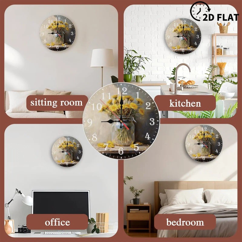 Luxury Custom Wood Wall Clock 25cm Square with Inlaid Detailssheet