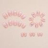 Ombre Pink French False Nails Short Square with Spring Floral
