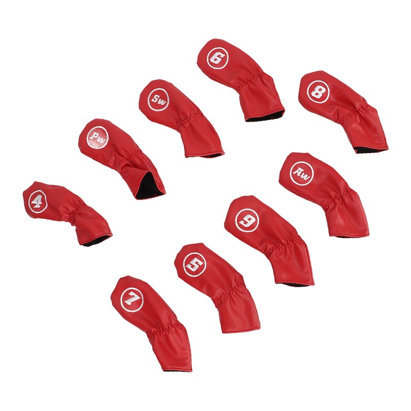 9Pcs Golf Iron Head Covers PU Waterproof Golf Club Headcovers