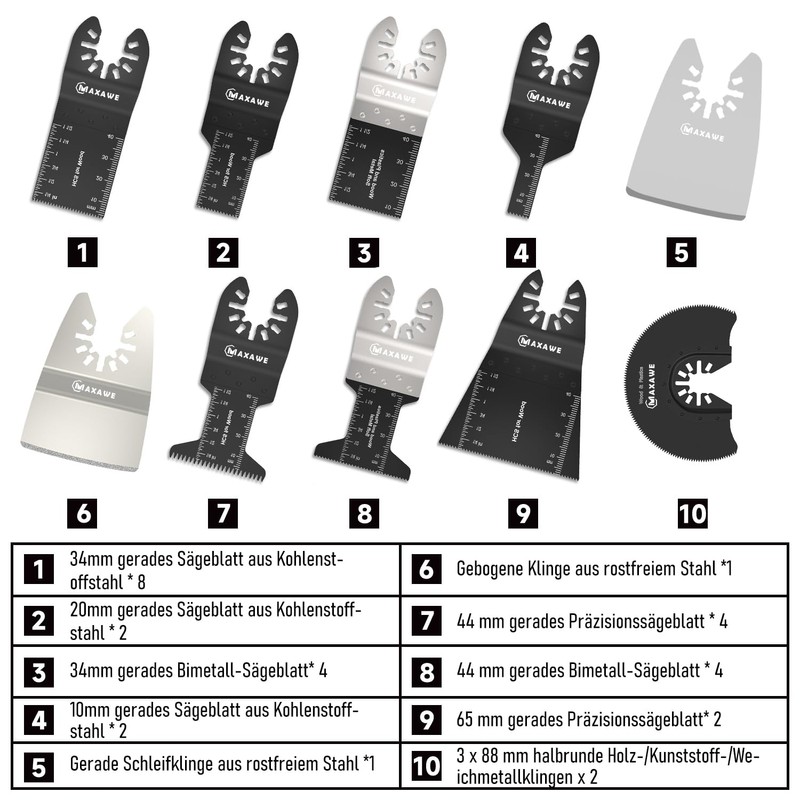 MaxAwe 33-Piece Oscillating Saw Blades Kit, Multitool Saw Blade Set