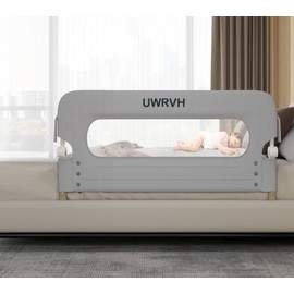 UWRVH Folding Bed Rail Guard for Toddlers,Safety Toddler Bed Rails,Baby Bed Rails- U-Shape No Drilling Design, Universal Fit for Twin/Full/Queen/King/Bunk Beds (Grey, 33" L x 23.6" H)
