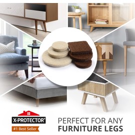 X-PROTECTOR Felt Furniture Pads – 133 PCS Premium Furniture Feet Protectors for Hardwood & Laminate Floors, Brown & Beige