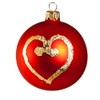 The Design Ball Red Heart Glass Gold Leaf