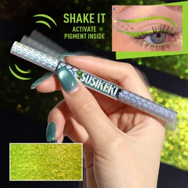 SUSIKEKI Chameleon Metallic Duochrome Liquid Eyeliner, Color Shifting Shimmery Eye Liner, Duo-color Waterproof Long Lasting Glitter Eye Makeup Pen Eyeliners (Lost Forest)