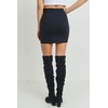 LaClef Womens Mini Fitting Split Skirt (Large, Black Solid)