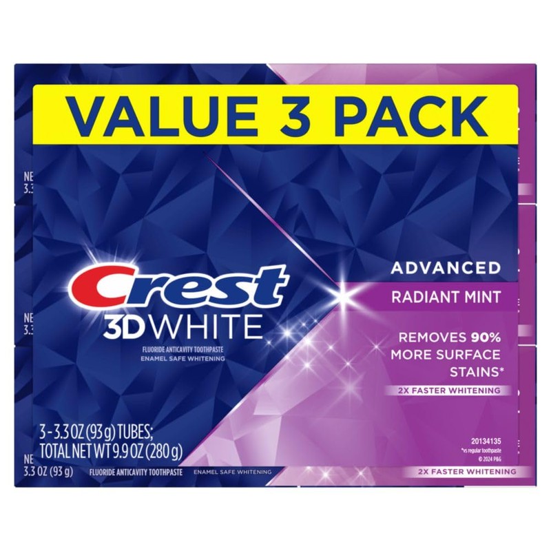 Crest 3D White Advanced Teeth Whitening Toothpaste, Crest 3D White