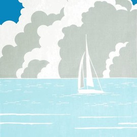 Somenoanobo Tenugui "Summer Coast" Blue Hon-dyed Cotton 100% Tokioka, Made in Japan, 13.8 x 39.4 inches (35 x 100 cm)