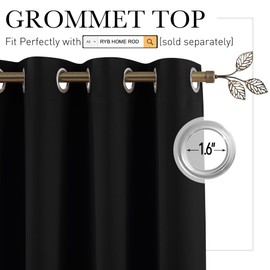 RYB HOME Extra Wide Curtains for Divider Room Separation Soundproof Temporary Door Curtains for Bedroom Closet Office Home Theatre Garage Living Room Privacy Drop Cloth, W 120 x L 84 inches, Black