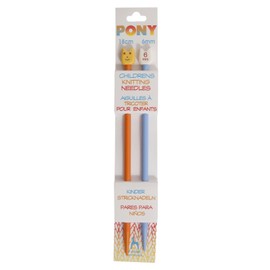 Pony Children's Knitting Pins: Single-Ended: Plastic: 18cm x 6.00mm: Orange/Blue, Multi-Colour, 5.1 x 4 x 24.05 cm