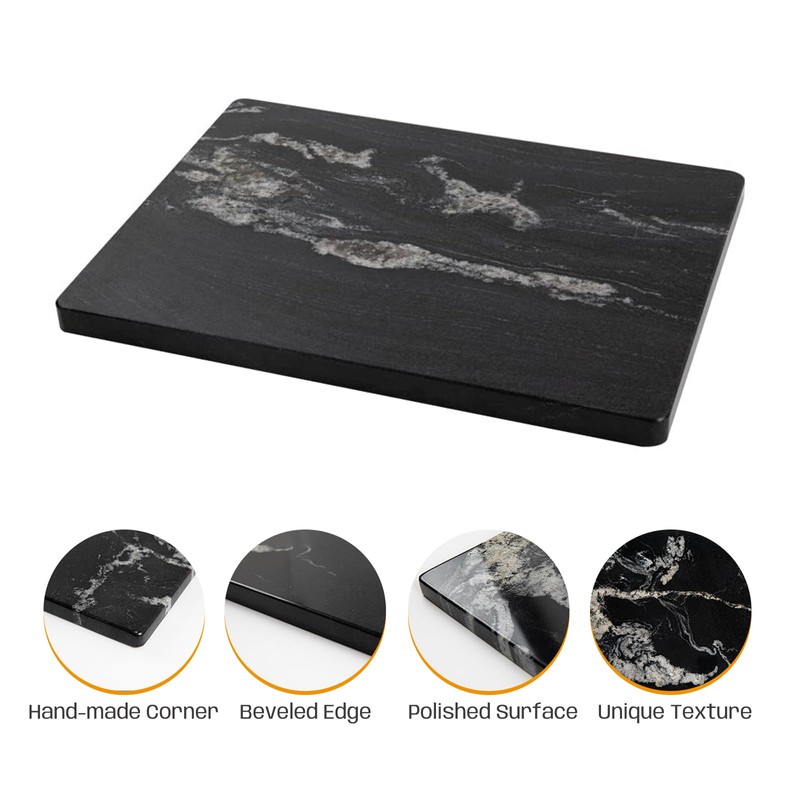 Adolif Natural Black Marble Pastry and Cutting Board, 12x16x0.7 Inch,