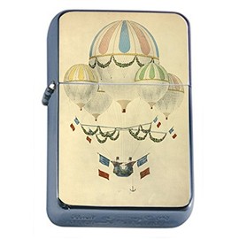 Perfection In Style Silver Flip Top Oil Lighter Vintage Hot Air Ballon Design 003