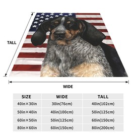 Bluetick Coonhound Dog Gift American Flag Patriotic 4th Full Fleece Throw Cloak Wearable Blanket Flannel Comforter Quilt Nursery Bedroom Bedding Plush Soft Cozy