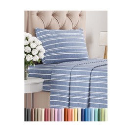 CGK Unlimited Twin XL Size 3 Piece Sheet Set - Comfy Breathable & Cooling Bed Sheets Set - Hotel Luxury Bedding for Women, Men, Kids & Teens - Deep Pockets, Easy-Fit, Soft & Wrinkle Free - Oeko-Tex - Blue Stripes
