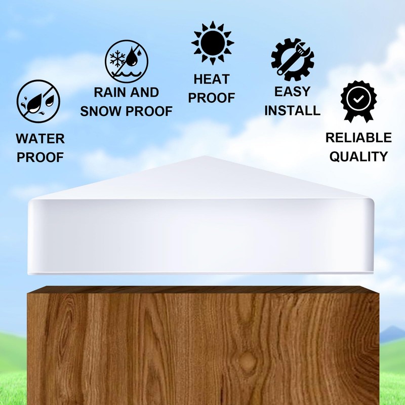 Taiyin Pyramid White PVC Vinyl Post Top Caps, Fence Post