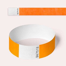 Tyvek Wristbands, 100 Pack by AA Wristbands for Parties, Security, Festivals, Events, Paper Like Wrist Bands (Neon Orange)