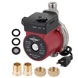 BOKYWOX 110V Food Grade Automatic Domestic Booster Pump NPT 3/4'' 120W Circulate Boost Pressure Water Pump for Solar Heater/Faucet Stainless Steel 304(RS15-9 SR) Red