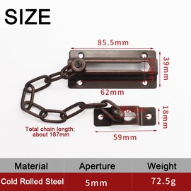 2PCS Stainless Steel Door Chain,Bronze Anti Theft Door Chain,Chain Lock for Door,Lock Internal Door Lock,Home Safe Door Locks with Screws or Hotel Home Apartment Bedroom