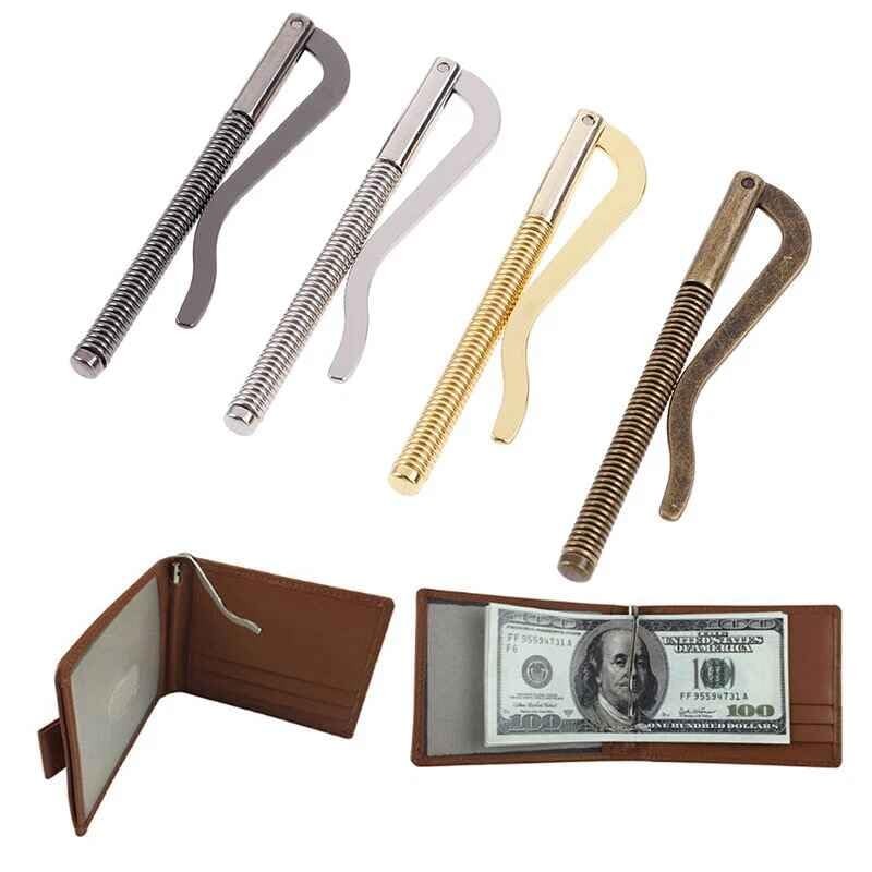 2Pcs Black Spring Money Clips Metal Bifold Money Clip Bar