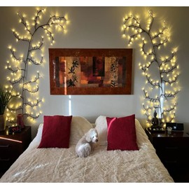 NIDISETPJAS 2Pcs Enchanted Willow Vine Lights with Remote, Christmas Swags Decorations Indoor Room Decor, 18 Branches 144 LEDs Lighted Willow Vine Lights for Walls Bedroom Home Decor