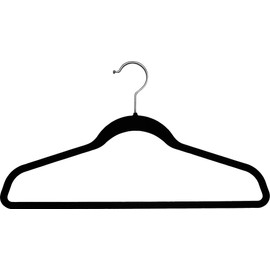 Black Velvet Ultra Thin Slimline Hanger with Fixed Bar, Space Saving Flocked Suit Hangers with Chrome Hook (Set of 100) by The Great American Hanger Company