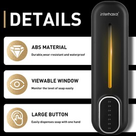 interhasa! Soap Dispenser Bathroom Wall Mounted Body Wash Shower Gel Shampoo Conditioner Soap Dispenser Single Chamber Shower Dispenser Commercial Home Black 350ML