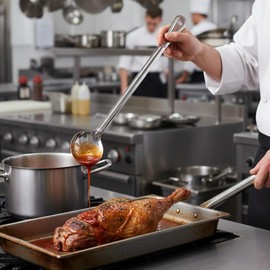 TrueCraftware- 21-inch Extra Long Basting Spoon Stainless Steel 1.5 mm Thickness Heavy-Duty- Basting Spoon Utensil Spoon for Mixing Stirring Cooking & Serving Kitchen Accessories Restaurants Home