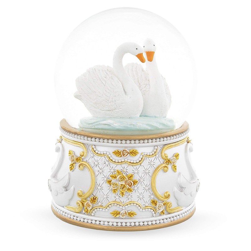 Romantic Swan Spinning Musical Water Snow Globe