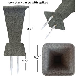 TFANUO Cemetery Vase for Grave Headstones with Metal Spike Flowers Fake Floral Holder for Atificial Outdoor Tombstone Decorations Markers memorials Sympathy