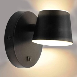 Homdec 12V LED Bedside Reading Light with Switch, 350 Rotatable 12Volts Vanity Wall Sconce, Black Finished, RV Interior Lights for Camper Trailer, Boat